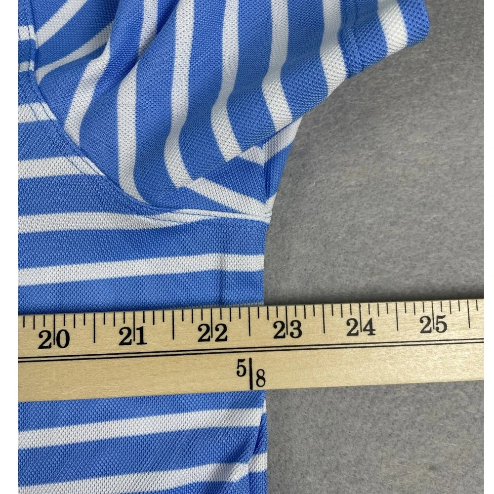 Nike Polo Shirt Mens Large Blue Striped Dri-FIT Short Sleeve Golf Athletic
